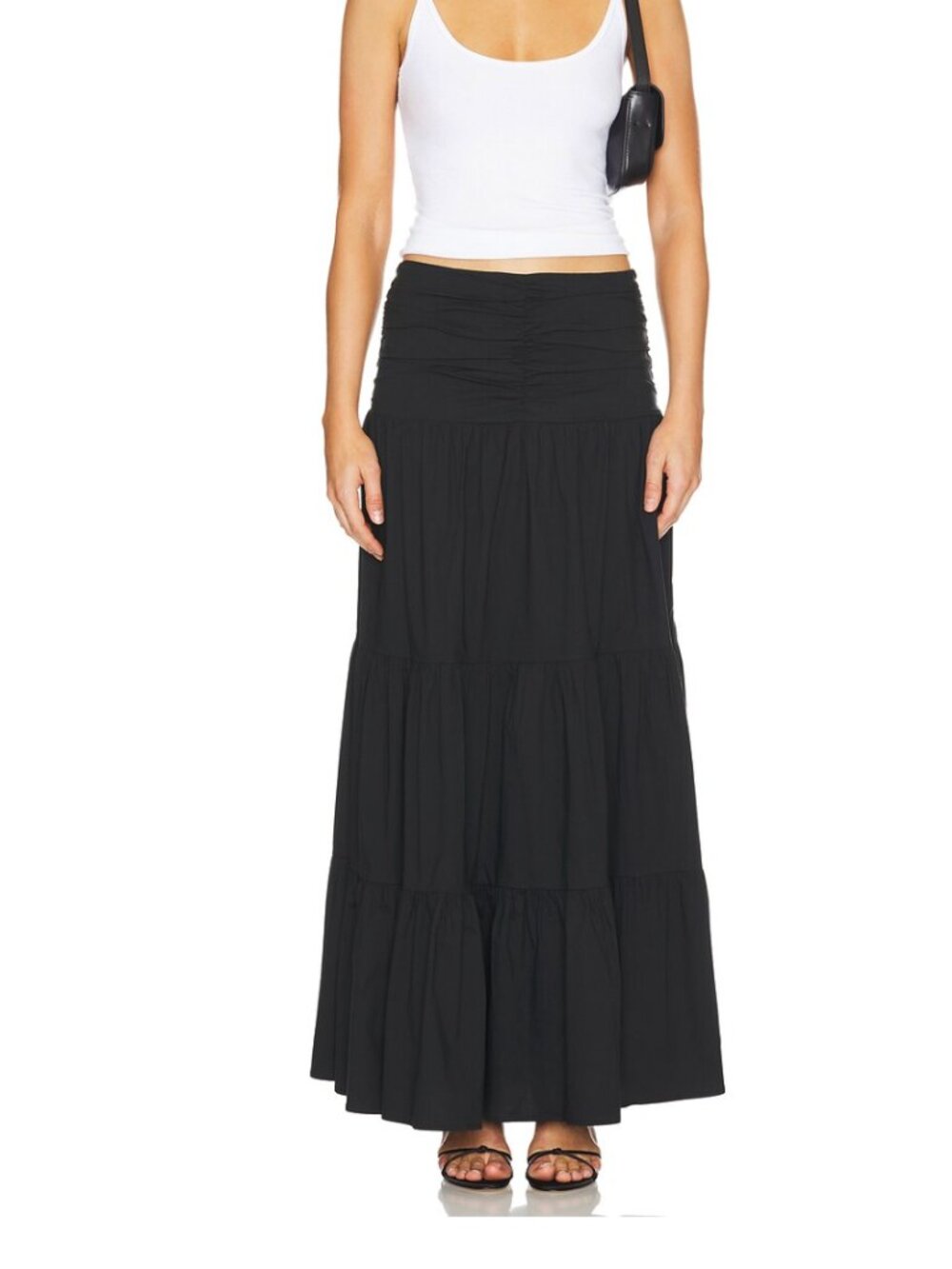 Rails Agatha Skirt Tiered Ruched Waistband Black Size XS